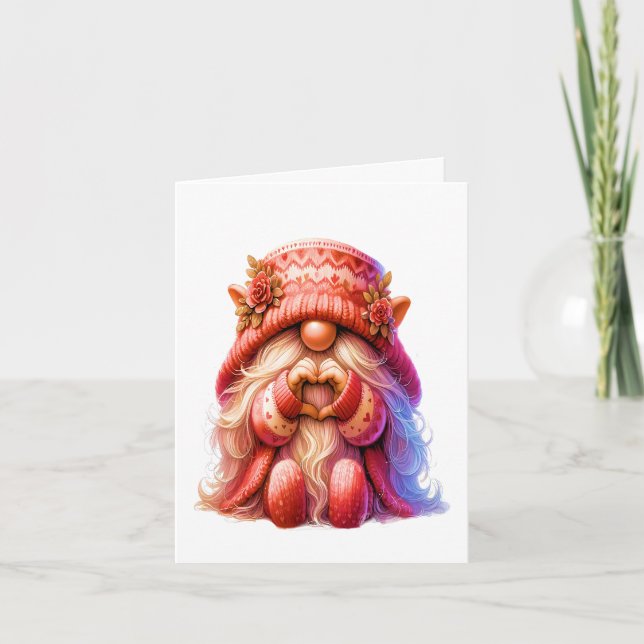 Carte Joli Gnome Signant Amour (Devant)