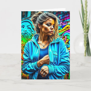 Carte Joli Graffiti Urban Street Art Girl
