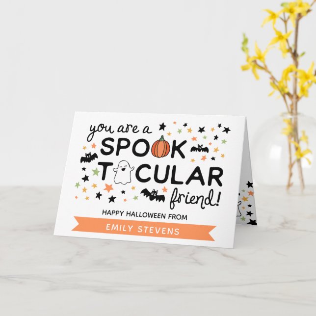 Carte Joli Halloween à l'ami Cute Spooktacular (Fleur jaune)