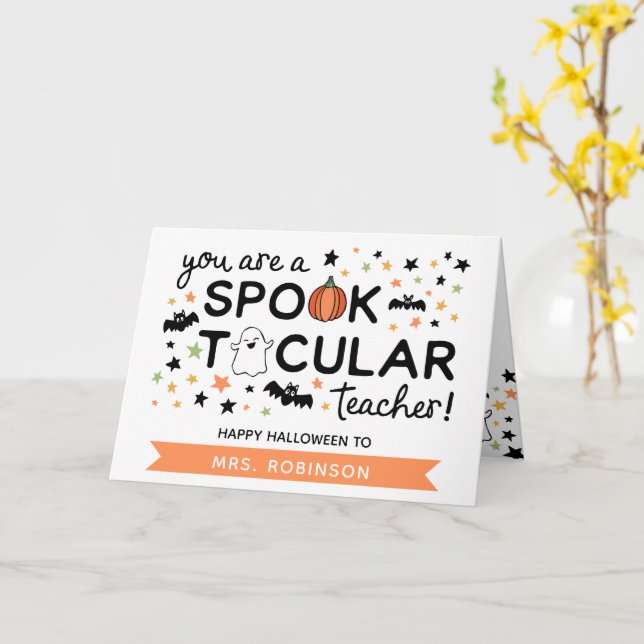 Carte Joli Halloween de la part d'un enseignant mignon S (Fleur jaune)