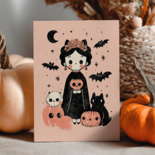 Carte Joli Halloween Frida Kahlo Pink Pasteloween