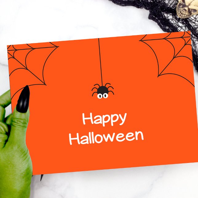 Carte Joli Halloween Hanging Spider avec Web (Créateur téléchargé)