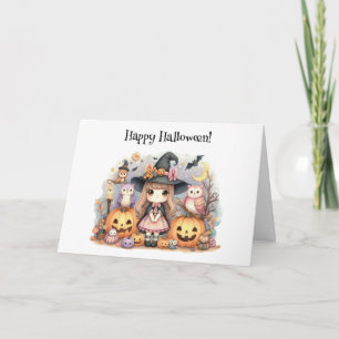 Carte Joli Halloween Kawaii Salutation
