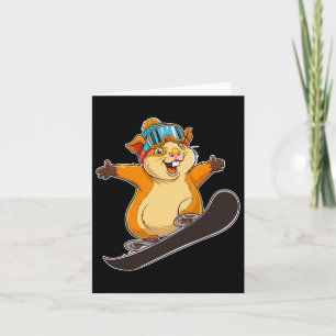 Carte Joli Hamster De Snowboard Avec Lunettes