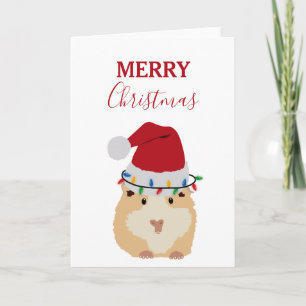 Carte Joli Hamster Funny Animal Santa Chapeau Noël