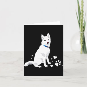 Carte Joli Husky Sibérien Blanc Chien de Neige Blanc Dou
