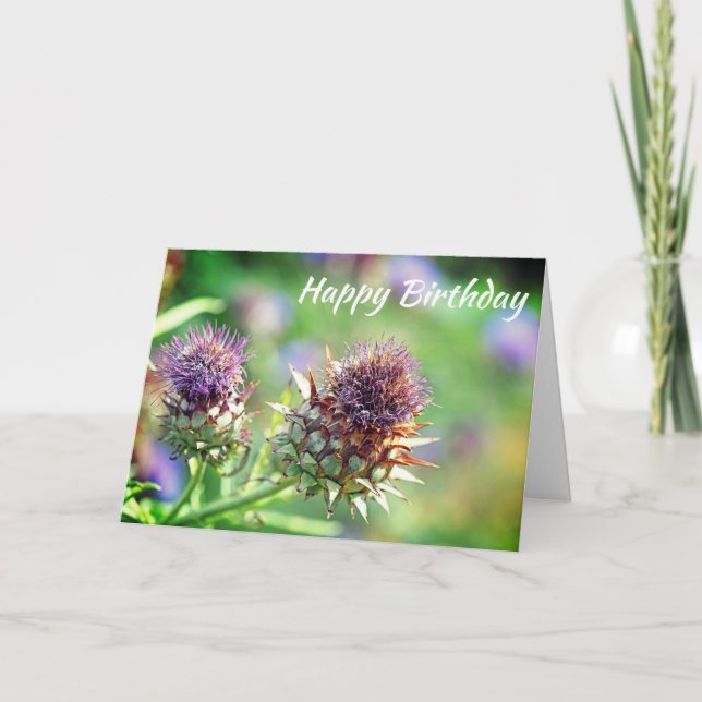 Carte Joli Jardin de chardon violet Anniversaire (Devant)