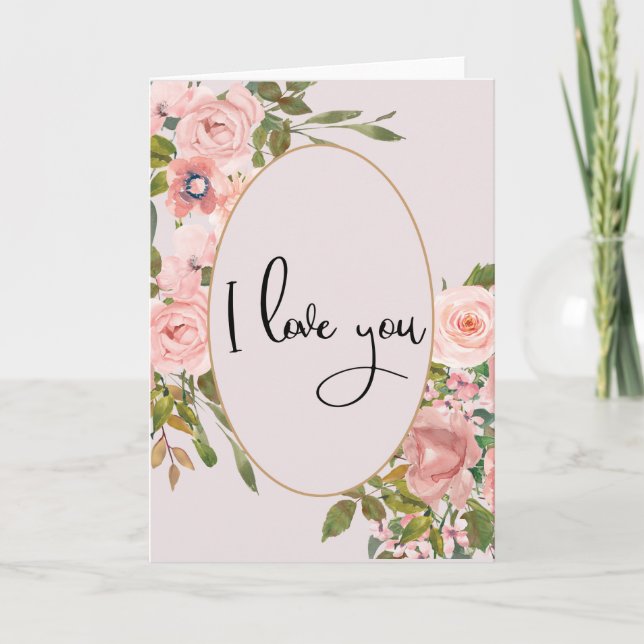 Carte Joli Je t'aime Flower Pink Valentine's Day (Devant)