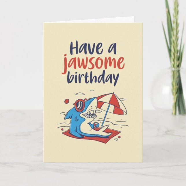 Carte Joli jeu de requin Cool amusant Jawsome Anniversai (Devant)