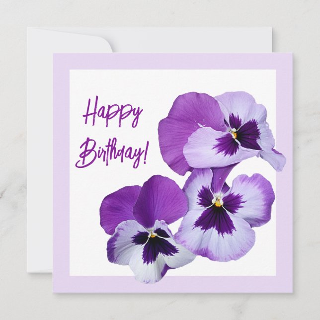 Carte Joli joli anniversaire joli violet pansé fleuri (Devant)