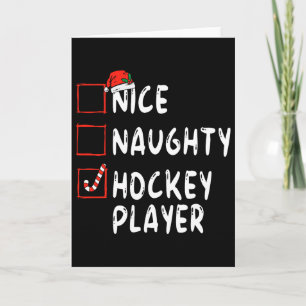 Carte Joli joueur de hockey vilain chapeau de Noël de Sa