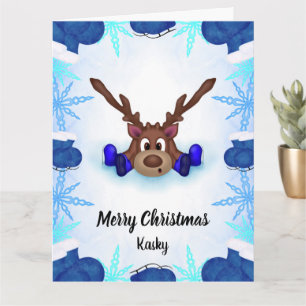 Carte Joli Kasky Renne Personnalisé en Patins à Glace