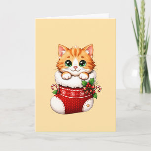 Carte Joli Kit de Chaussette de Noël Chat en Céramique