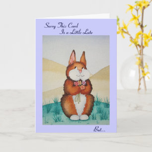 Carte Joli lapin brun et des fleurs amusant anniversaire