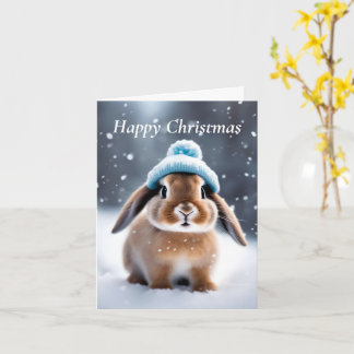 Carte Joli lapin dans un Casquette Bobble Own ART Noël