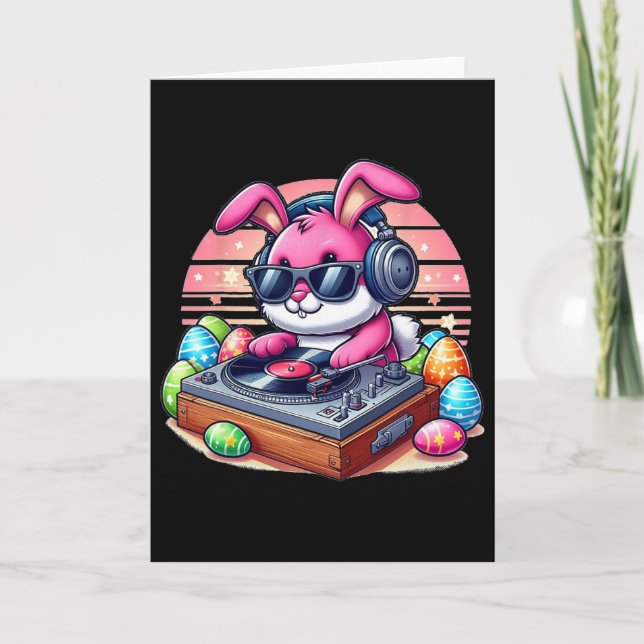 Carte Joli Lapin de Pâques Dj  (Devant)