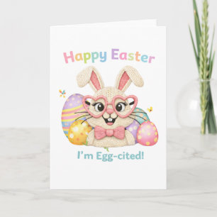 Carte Joli Lapin de Pâques tout excité