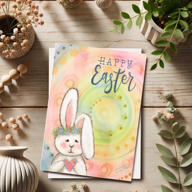 Carte Joli Lapin Inspiration Pastel Joyeuses Pâques (Créateur téléchargé)