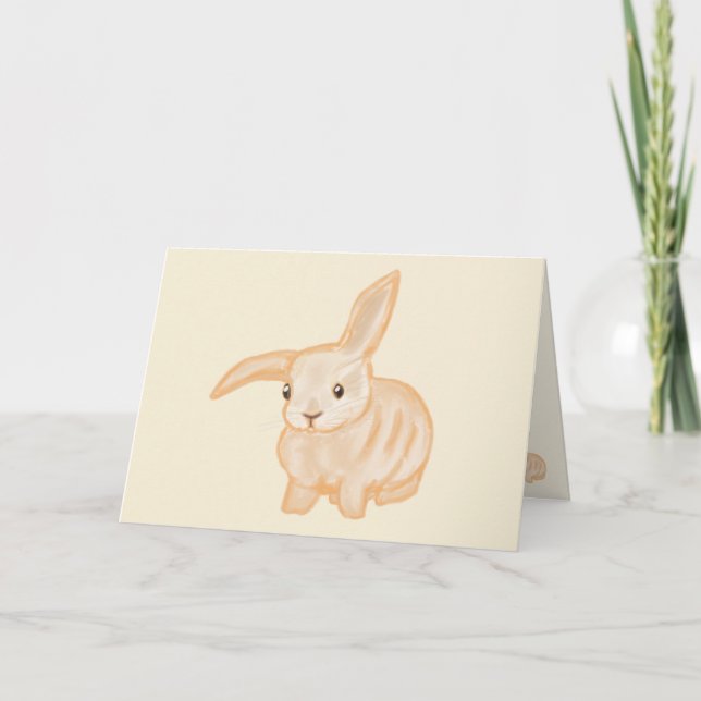 Carte Joli lapin lapin Brown - transparent sur beige. (Devant)