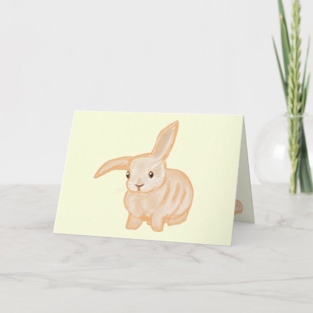 Carte Joli lapin lapin Brown - transparent sur jaune. (Devant)