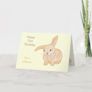Carte Joli lapin lapin Brown - transparent sur jaune.