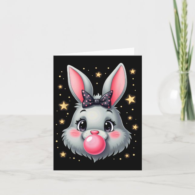 Carte Joli lapin lapin de Pâques Bubble Gum 2 (Devant)