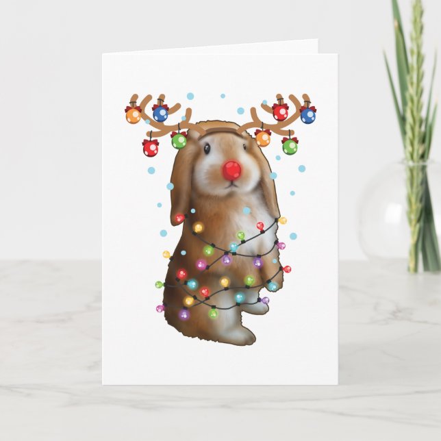 Carte Joli lapin Lapin Drôle Cadeaux de Noël (Devant)