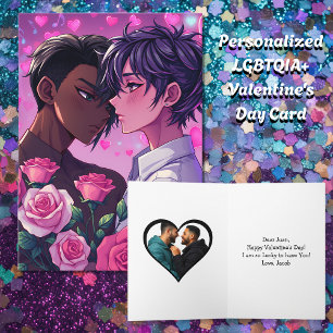 Carte Joli LGBT+ Anime Saint-Valentin personnalisé