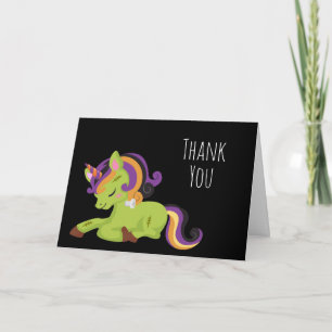 Carte Joli licorne de Frankenstein Halloween Merci