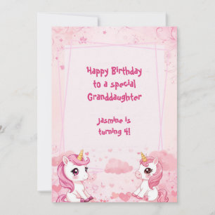 Carte Joli Licorne Rose un Anniversaire magique
