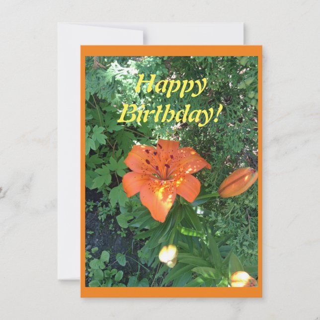 Carte Joli lis orange Anniversaire (Devant)