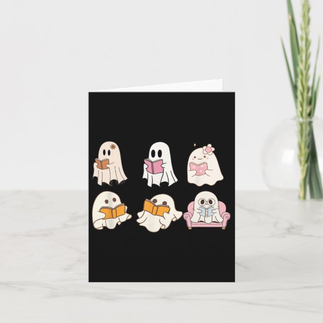 Carte Joli livre de lecture Éffrayant Halloween Automne  (Devant)