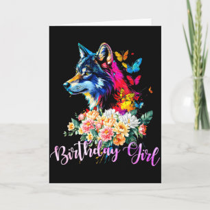 Carte Joli Loup Avec Des Fleurs Pour Les Femmes De La Fi