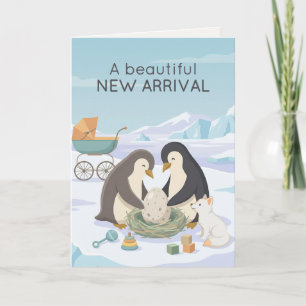 Carte Joli Manchot Nouveau Bébé Beau Nouveau Bébé