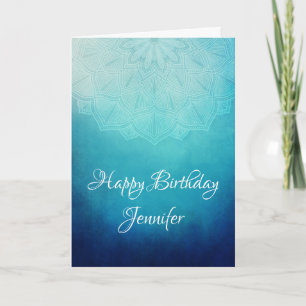Carte Joli Mandala bleu Abstrait Anniversaire