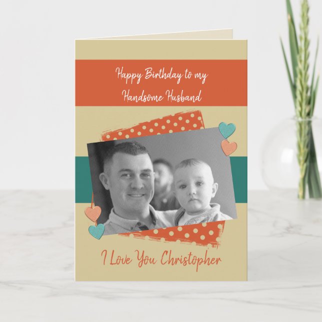 Carte Joli mari sur votre photo orange d'anniversaire (Devant)