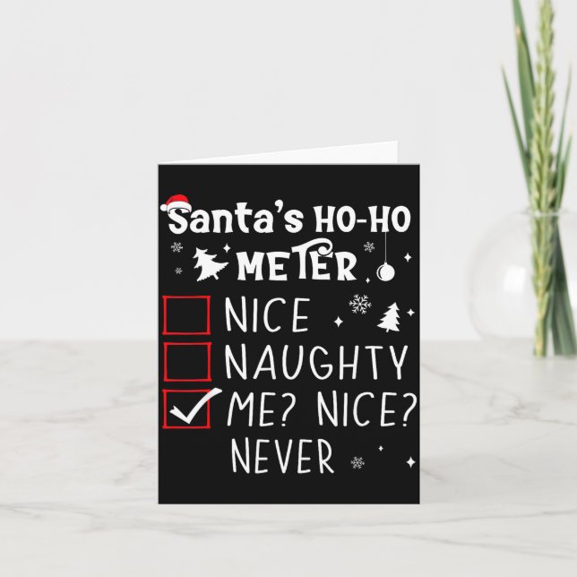 Carte Joli Méchant Moi_ Joli_ Jamais_ Liste de Noël Père (Devant)