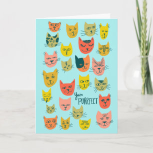 Carte Joli motif de chat coloré HAPPY VALENTINES PERSONN