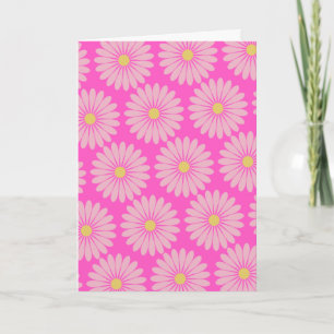 Carte Joli Motif de fleurs scandinave rétro rose