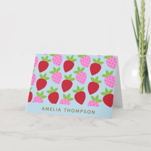 Carte Joli motif de fraise rétro personnalisé
