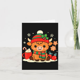 Carte Joli Noël Highland Cow Génisse Xmas Ferme Anima