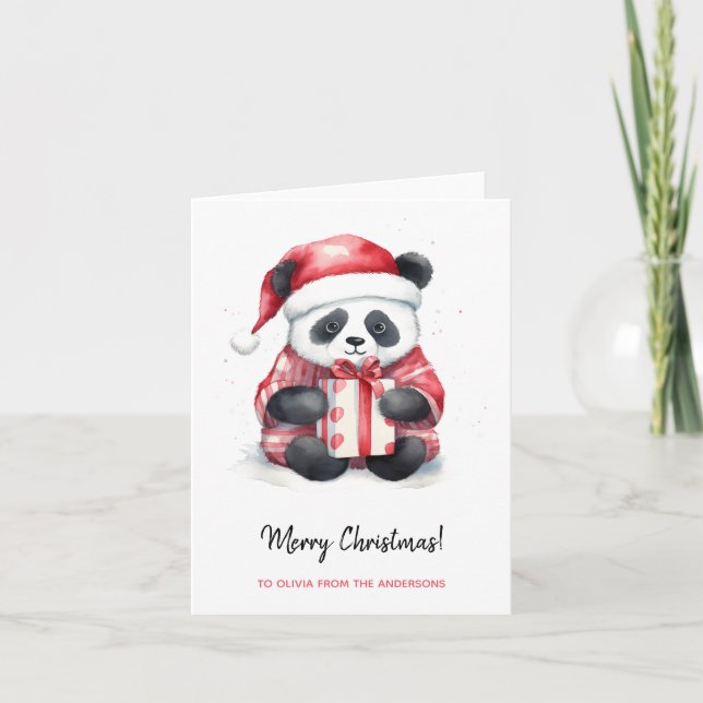 Carte Joli Noël Panda Père Noël (Devant)
