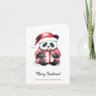 Carte Joli Noël Panda Père Noël