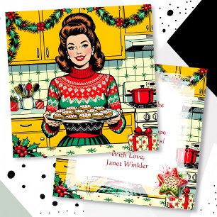 Carte Joli Noël personnalisé dans un style Pop Art Rétro