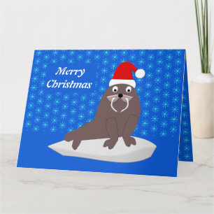 Carte Joli Noël Walrus et Snowflakes Custom