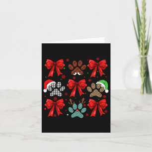 Carte Joli Nœud Coquette Patte de Chien Maman Papa Noël