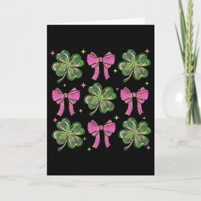 Carte Joli nœud papillon trèfle Shamrock Saint-Patrick  (Devant)