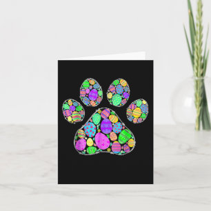 Carte Joli Oeufs de Pâques colorés Chien Chat Paw Lover