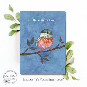 Carte Joli Oiseau sur une Branche Anniversaire