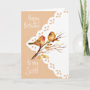 Carte Joli Oiseaux de Bruant Aimer Soeur Anniversaire